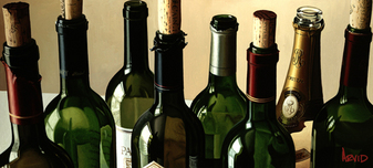 Wine Paintings Wine Paintings Eight Empties (SN) (Framed)